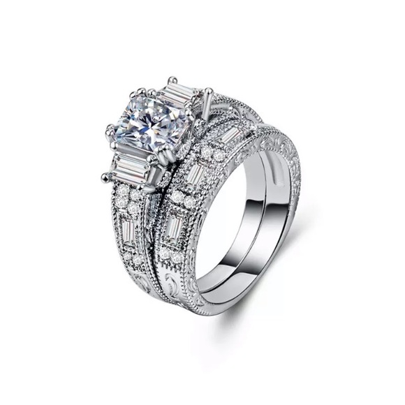 💐 White Sapphire 2 pc. Set in .925 - Picture 3 of 5